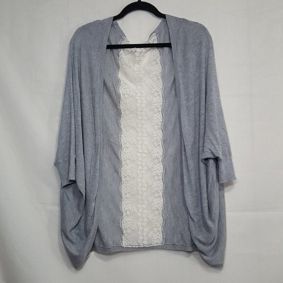 Lace back open front cardigan gray OS - Picture 1 of 9